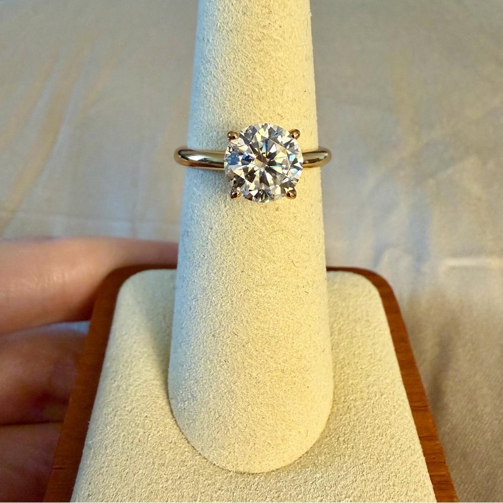 GRA 3ct Moissanite Diamond Ring | 14K Gold-Plated | Size 7 - Picture 3 of 13